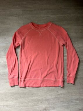 Eddie Bauer Coral Ribbed Crewneck Thermal Sweatshirt Top